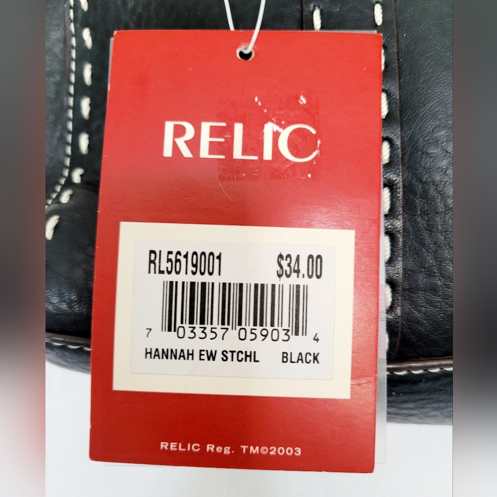 Relic Hannah Contrast Stitching Shoulder Bag Vegan Leather Black 12"×7"×3" NEW - Picture 4 of 16